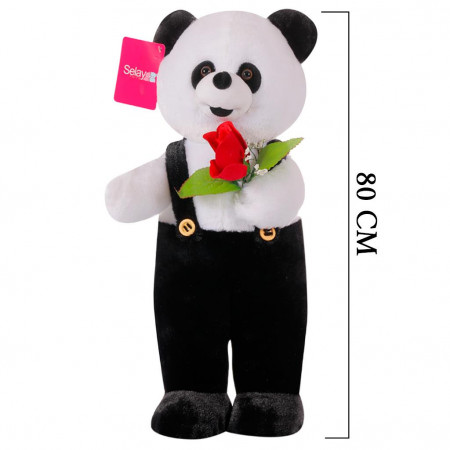 Çiçekli Ayakta Panda 80 cm 