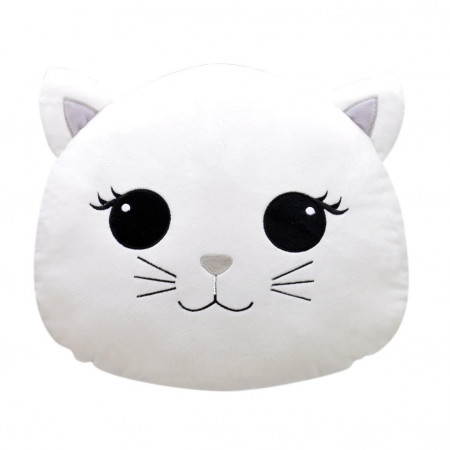 Kedi Figürlü Yastık 30 cm Beyaz 