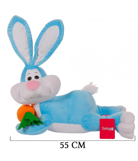 Yatan Tavşan 55 cm Mavi
