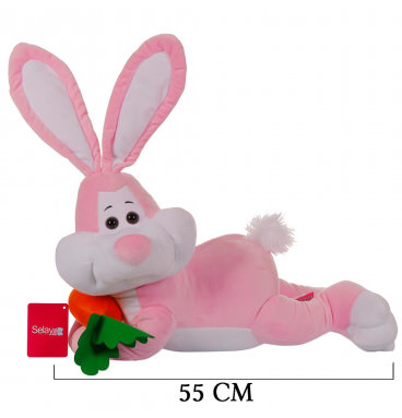 Yatan Tavşan 55 cm Pembe